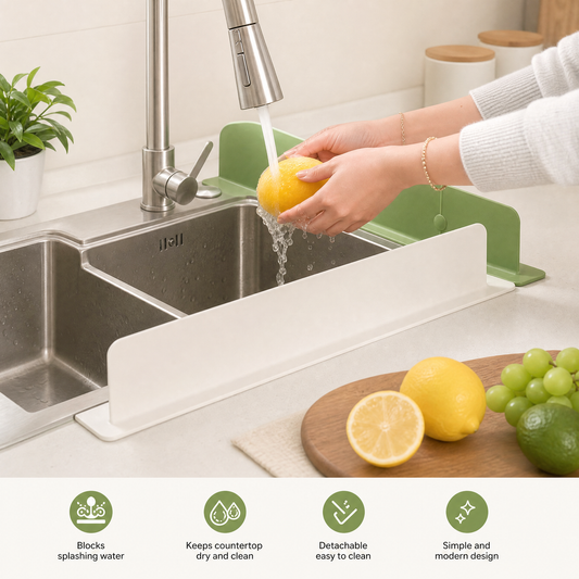 Silicone Sink Splash Guard | Water Splash Stopper with Double Suction Cups | 15 Inch Random Color - π Free Shipping on Limited Stock