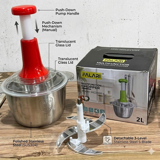 2L Manual Food Chopper | Chop, Mince & Dice (Random Color) - 🚚 Free Shipping on Limited Stock