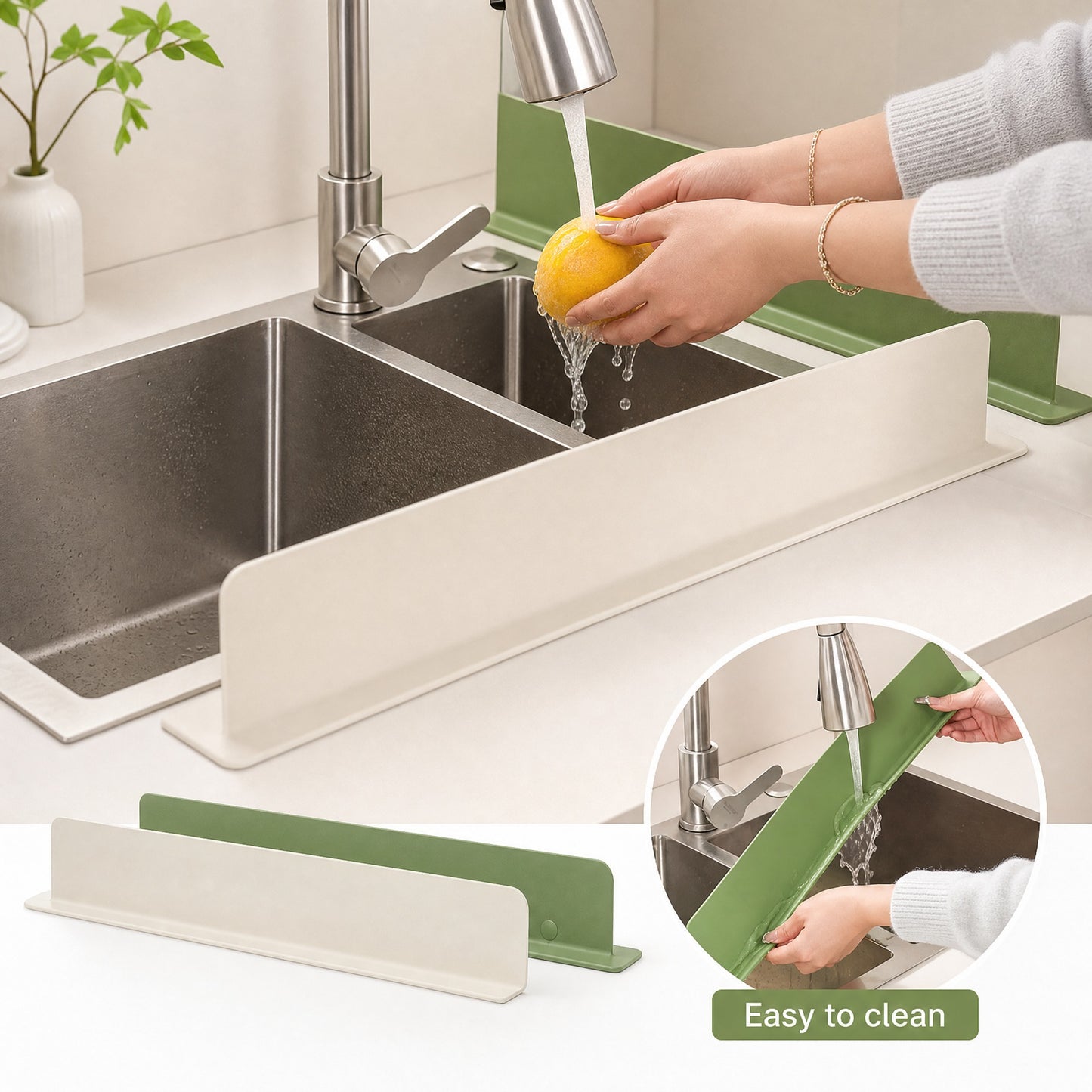 Silicone Sink Splash Guard | Water Splash Stopper with Double Suction Cups | 15 Inch Random Color