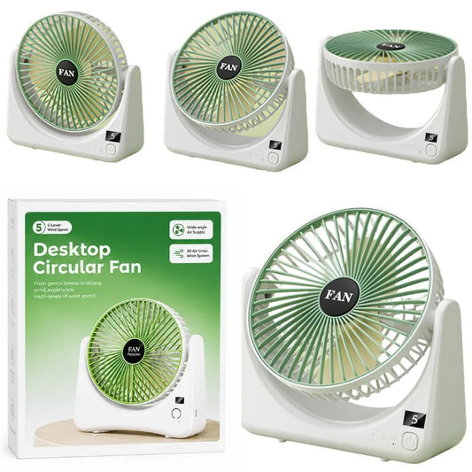 Portable USB Circular Rechargeable Desktop Fan (Random Color) - 🚚 Free Shipping on Limited Stock